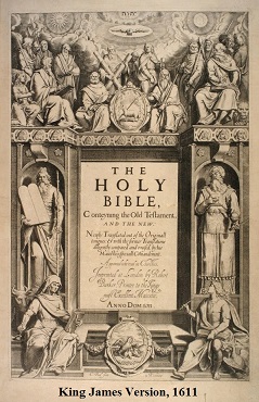 A photo of the title page of the King James Version of the Bible, first published in 1611